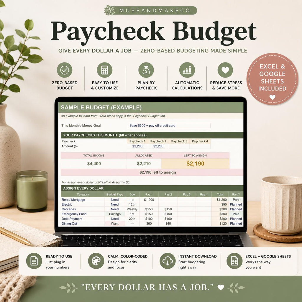 Zero Based Paycheck Budget Spreadsheet