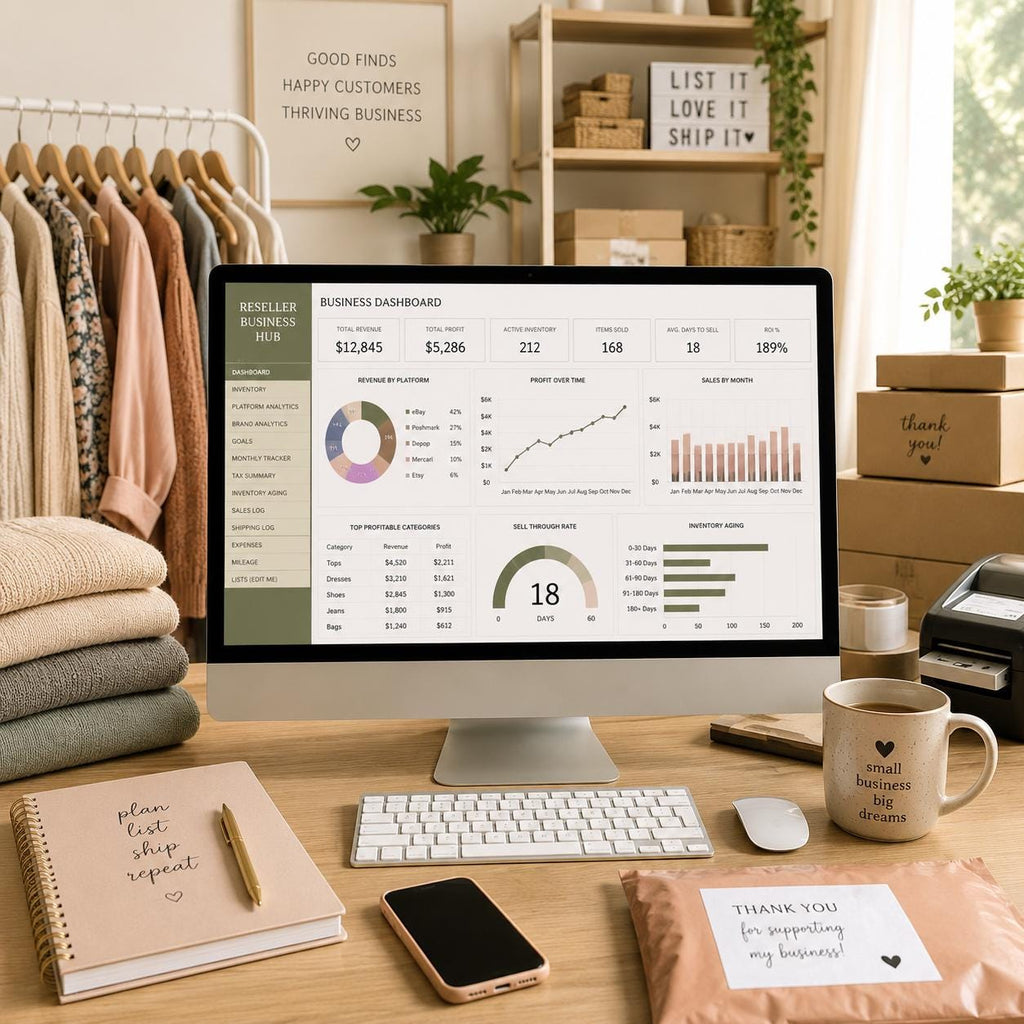 Reseller Spreadsheet Inventory and Profit Tracker for Poshmark