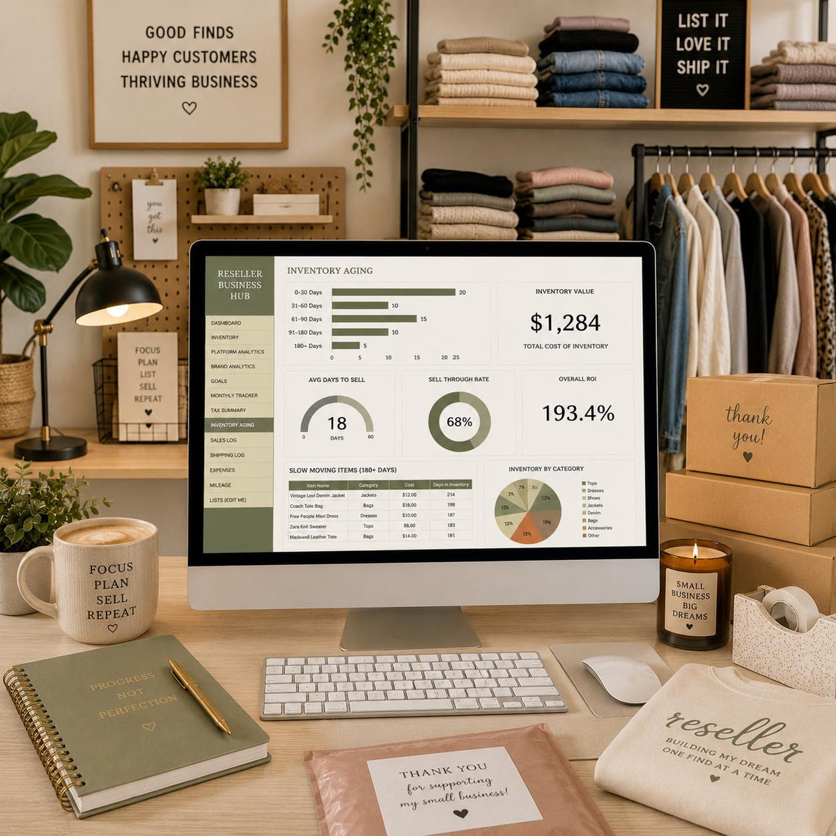 Reseller Spreadsheet Inventory and Profit Tracker for Poshmark