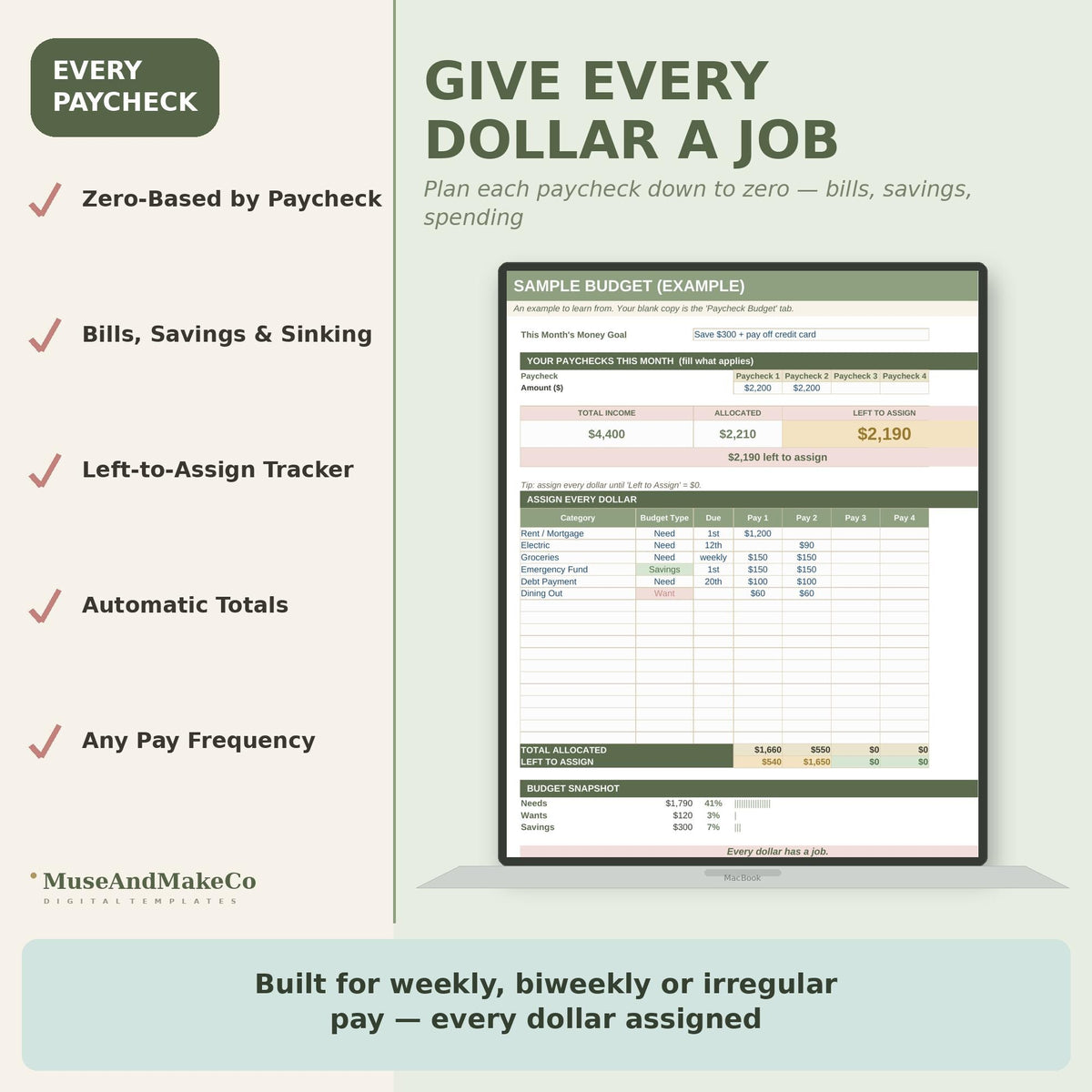 Zero Based Paycheck Budget Spreadsheet
