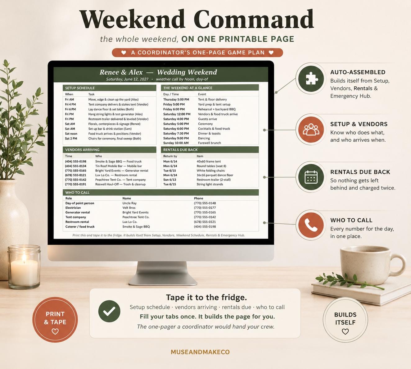 Backyard Wedding Planner Spreadsheet