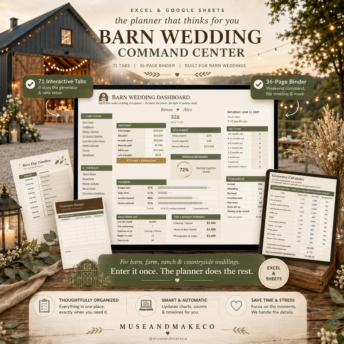 Barn Wedding Planner Spreadsheet