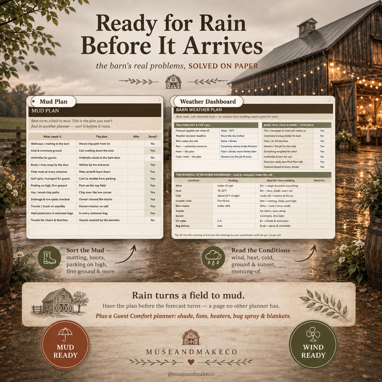 Barn Wedding Planner Spreadsheet