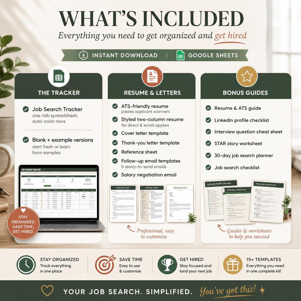 Job Search Tracker Spreadsheet With Resume Template