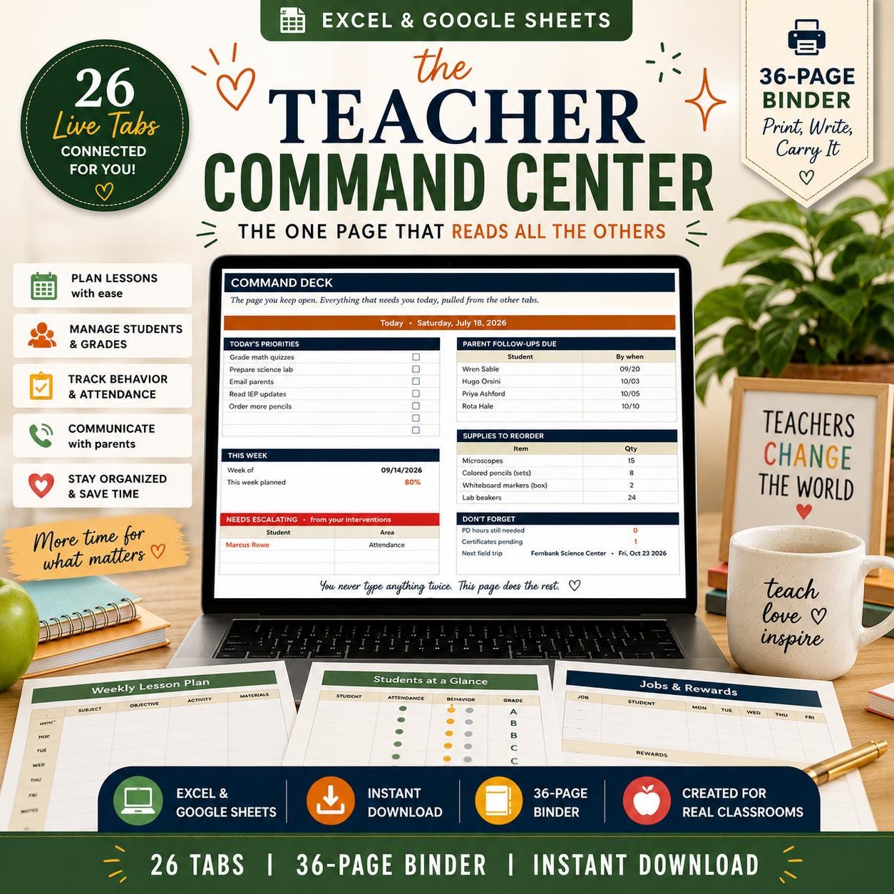 Teacher Planner Spreadsheet