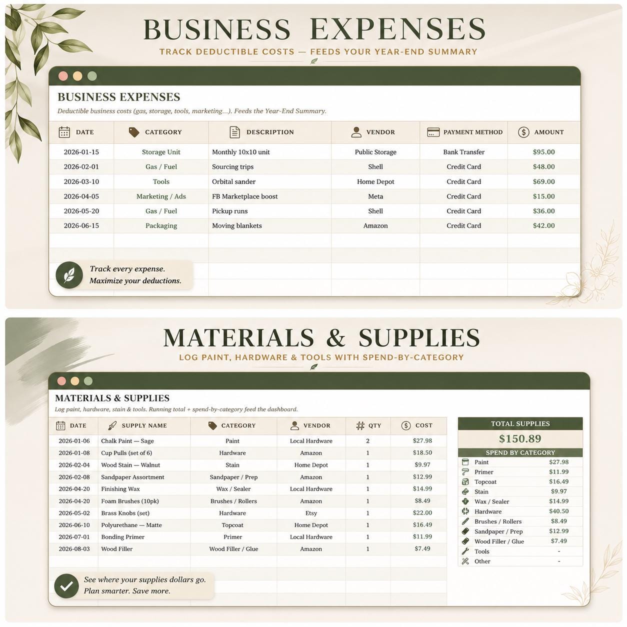 Furniture Flipping Spreadsheet