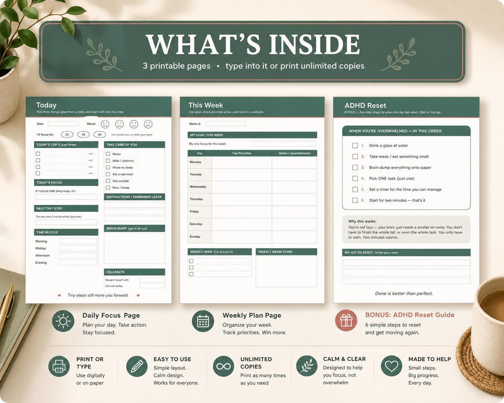 ADHD Daily Planner Printable