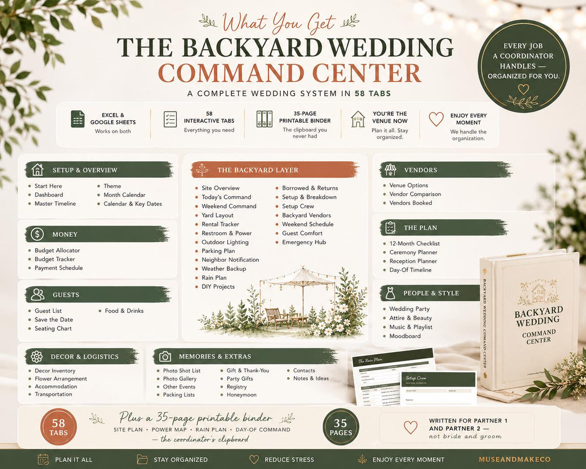 Backyard Wedding Planner Spreadsheet
