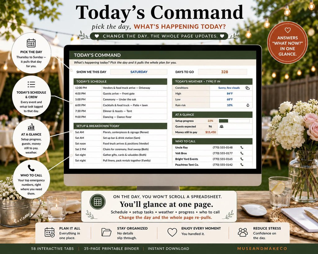 Backyard Wedding Planner Spreadsheet