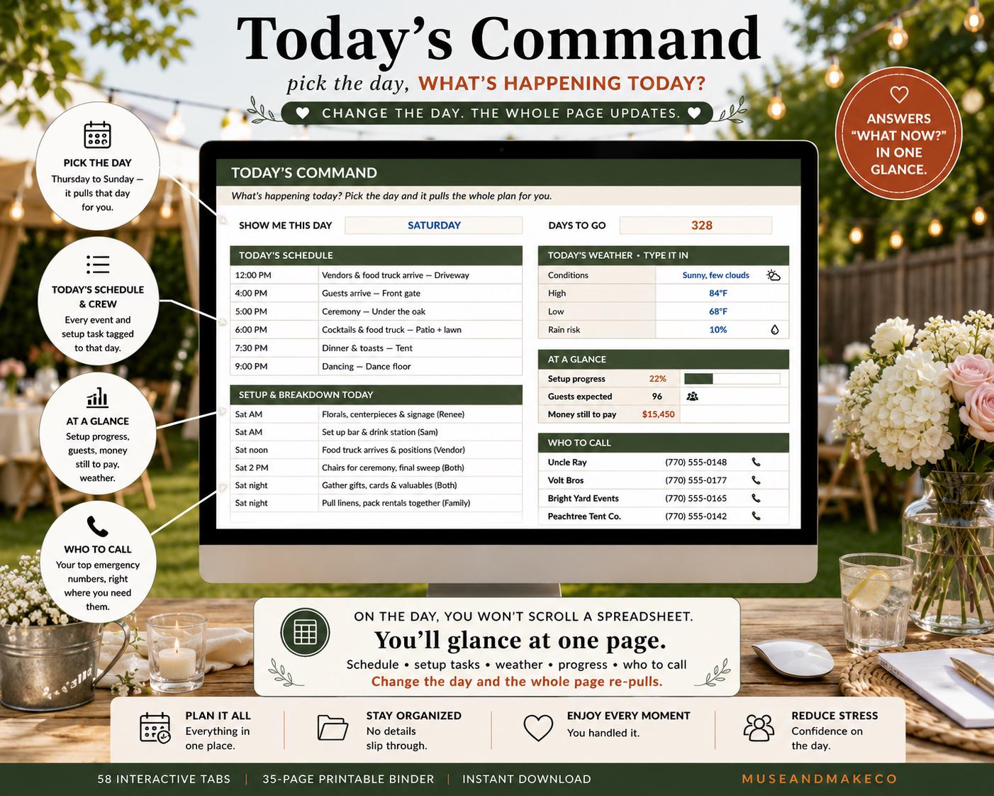 Backyard Wedding Planner Spreadsheet