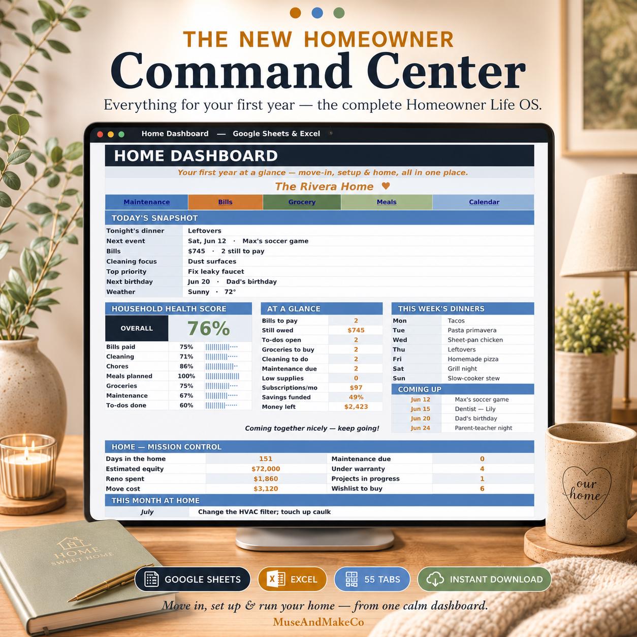 New Homeowner Command Center Spreadsheet