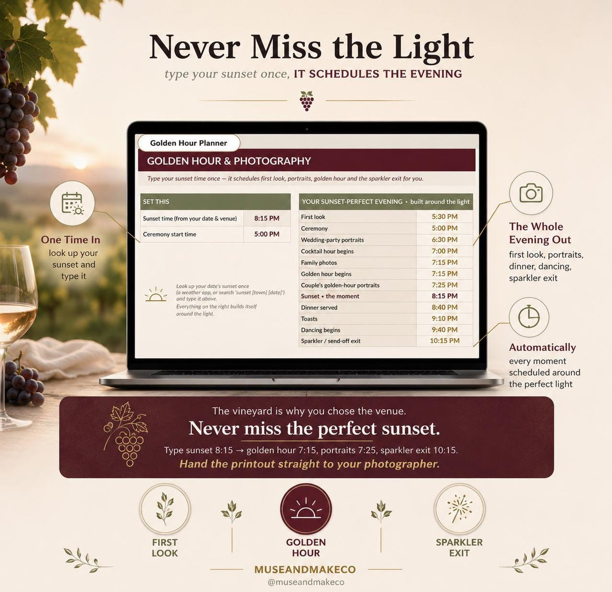 Vineyard Wedding Planner Spreadsheet