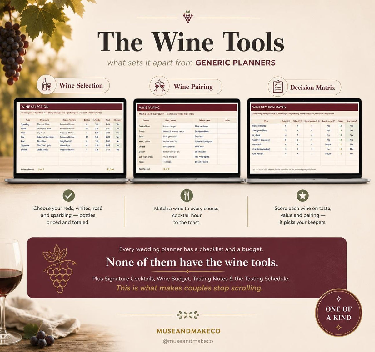 Vineyard Wedding Planner Spreadsheet