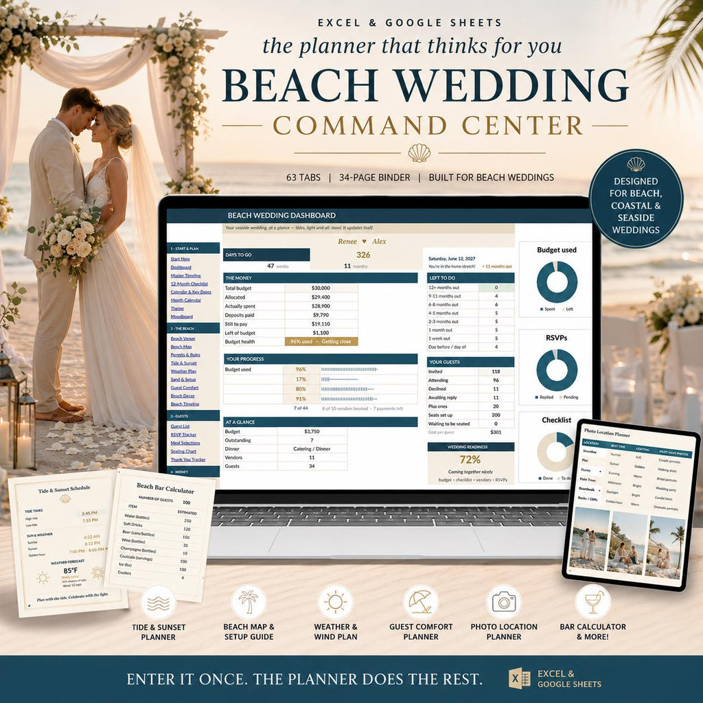 Beach Wedding Planner Spreadsheet