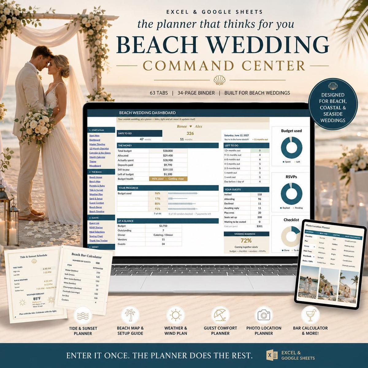 Beach Wedding Planner Spreadsheet