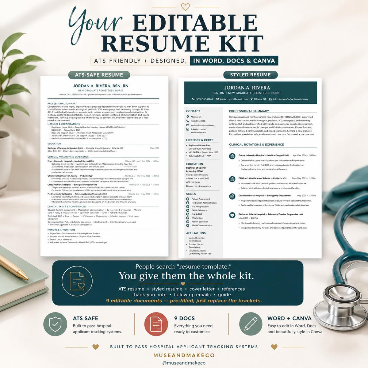 New Grad Nurse Resume Template + Career Command Center