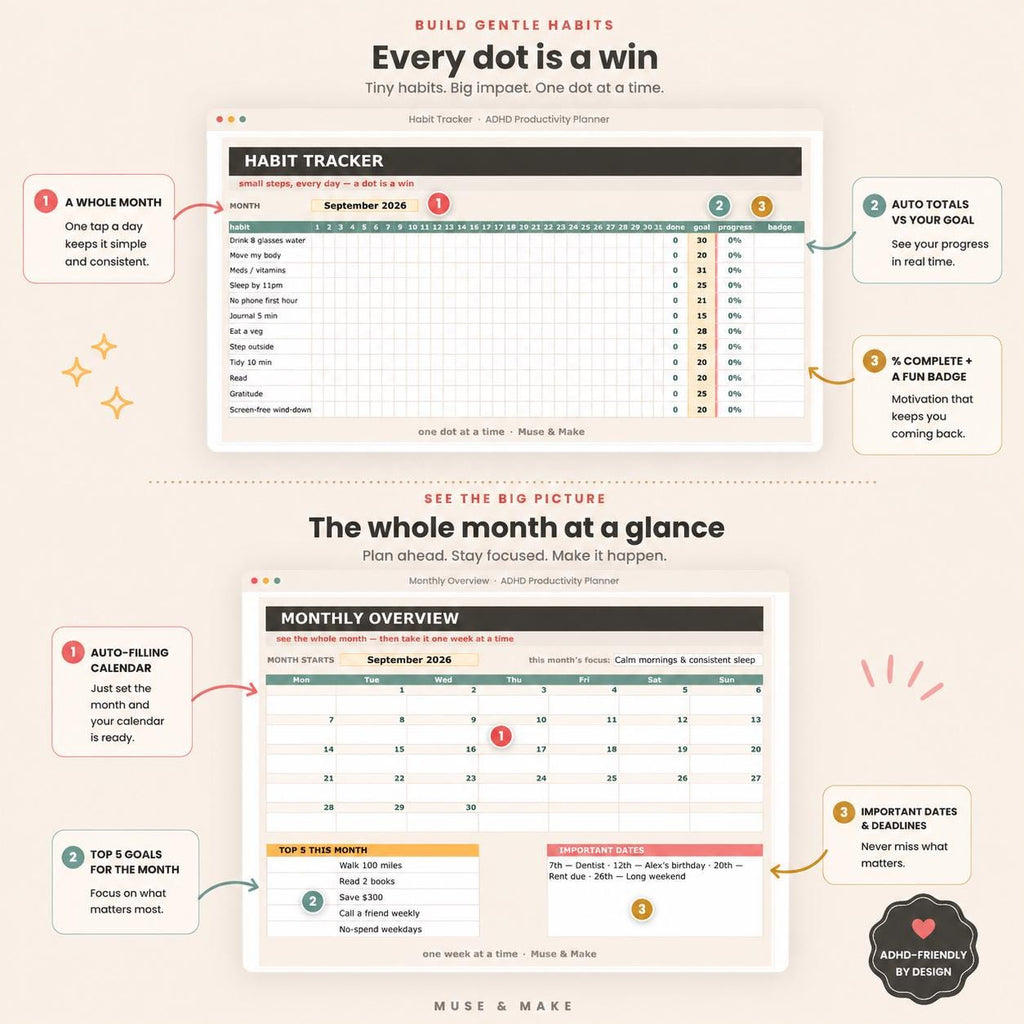 ADHD Productivity Planner & Tracker