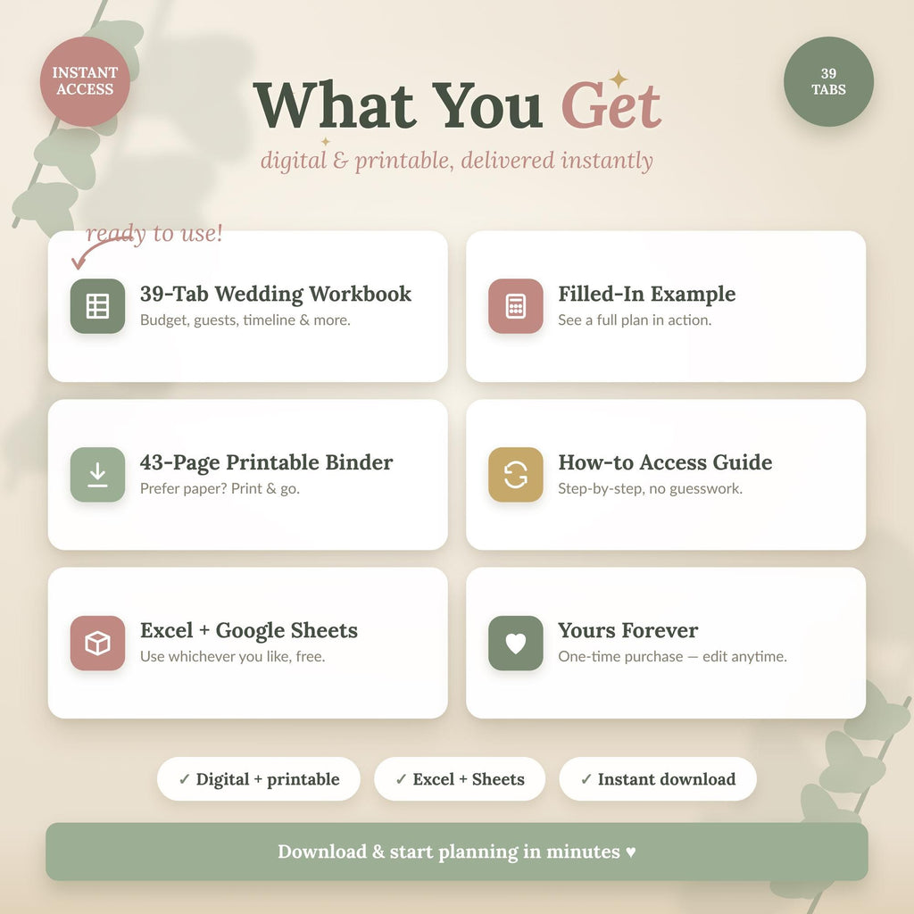 Wedding Planner Spreadsheet Bundle