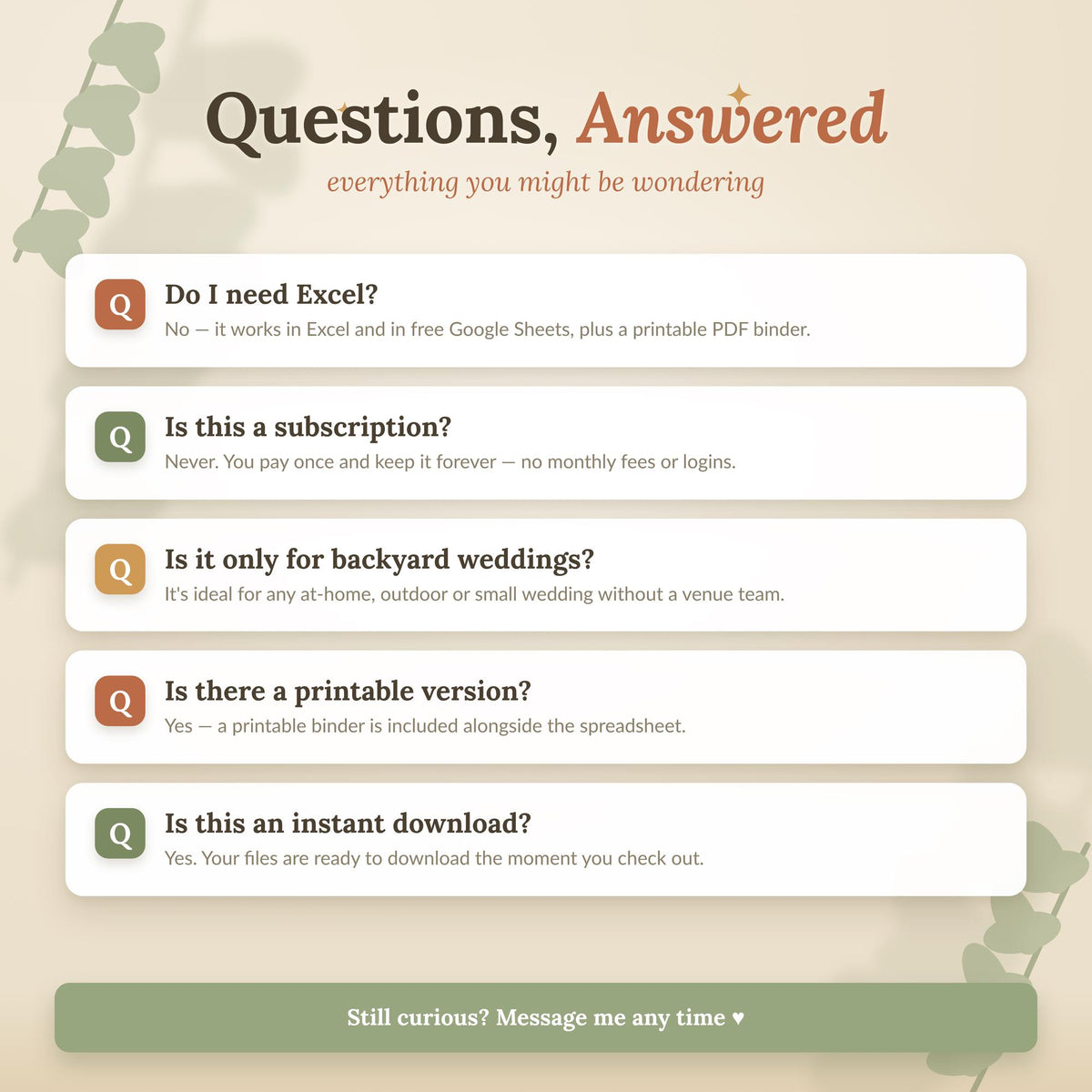 Backyard Wedding Planner Spreadsheet
