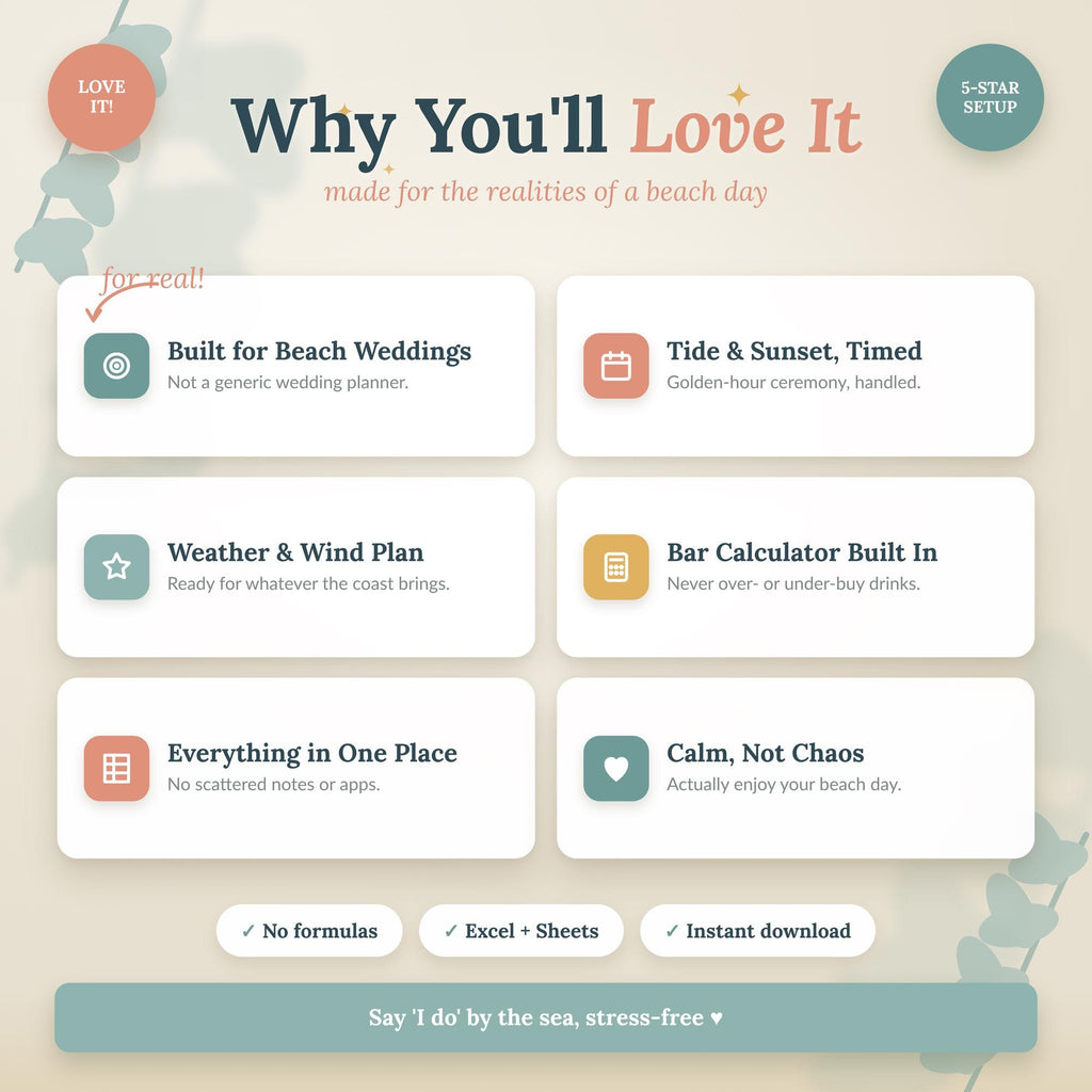 Beach Wedding Planner Spreadsheet