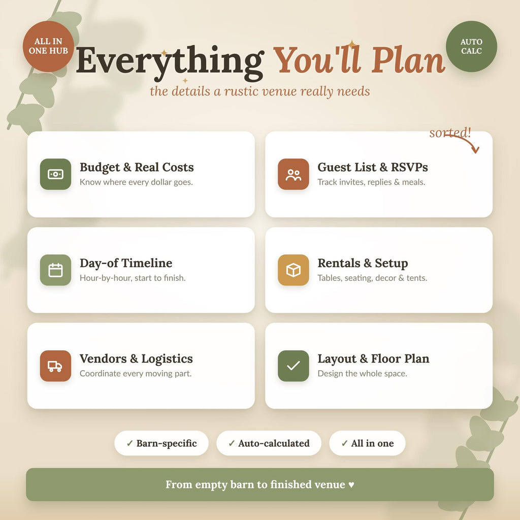 Barn Wedding Planner Spreadsheet
