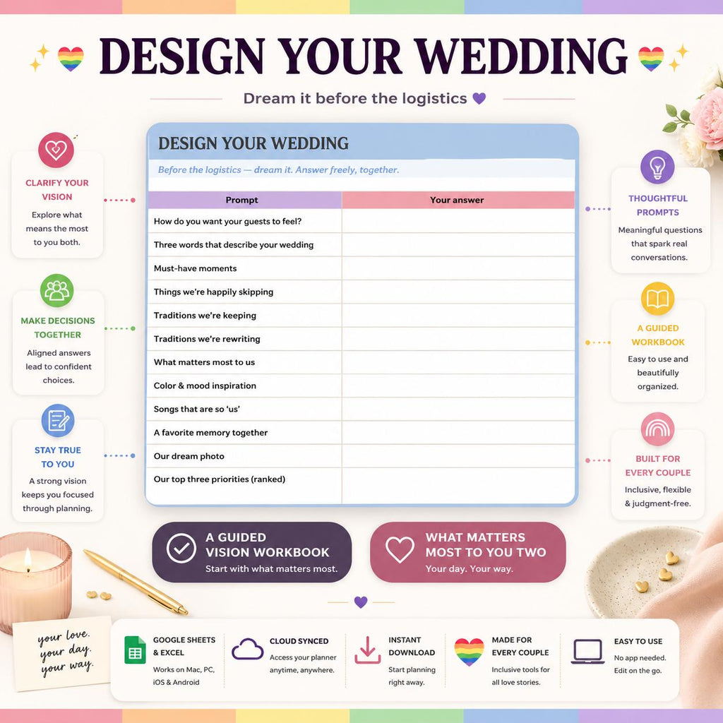 Inclusive Wedding Planner Spreadsheet & Binder