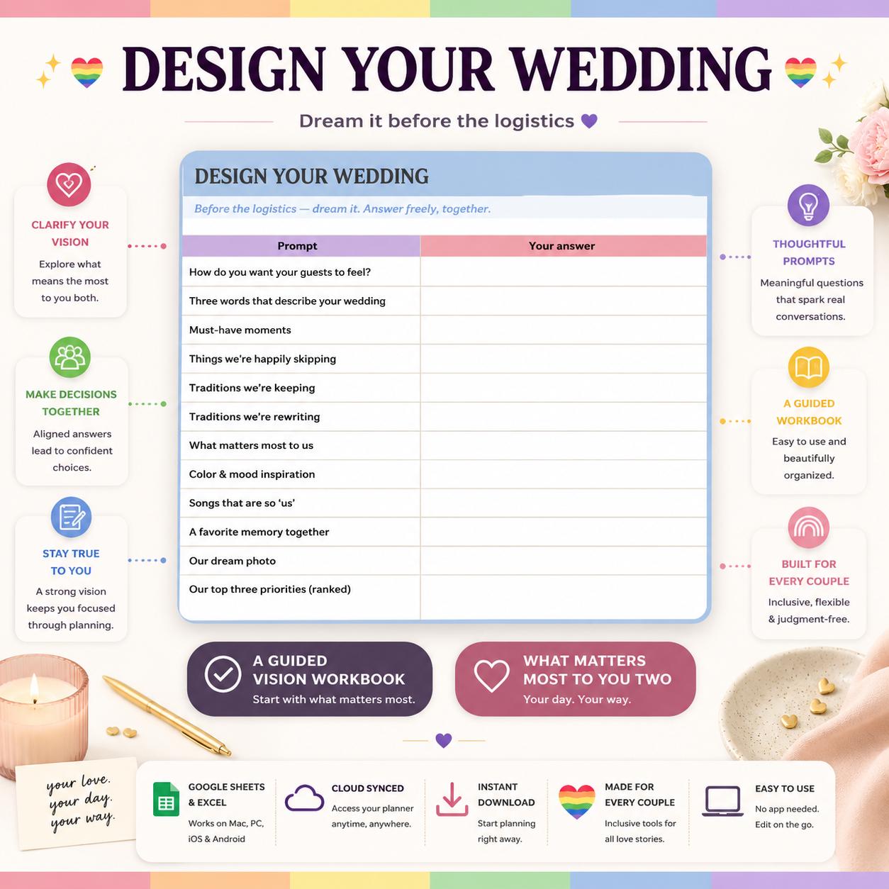 Inclusive Wedding Planner Spreadsheet & Binder