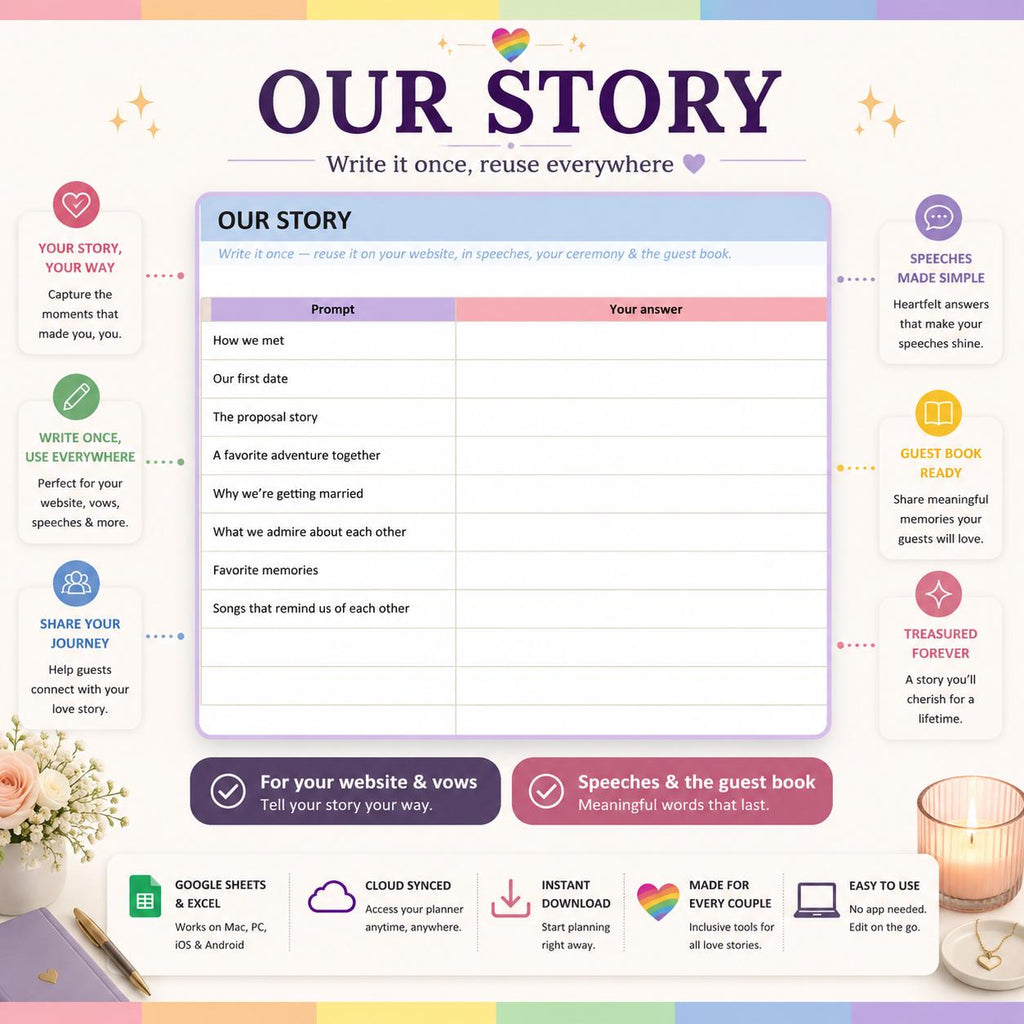 Inclusive Wedding Planner Spreadsheet & Binder