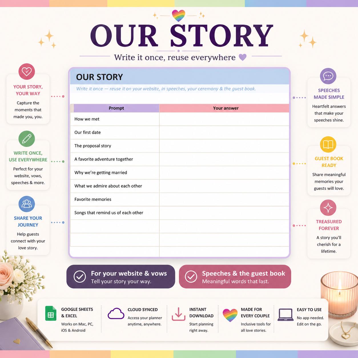 Inclusive Wedding Planner Spreadsheet & Binder