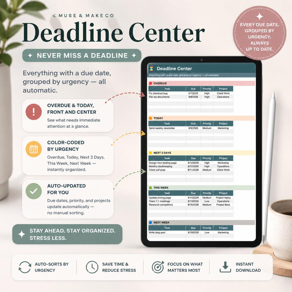 Productivity Command Center Spreadsheet