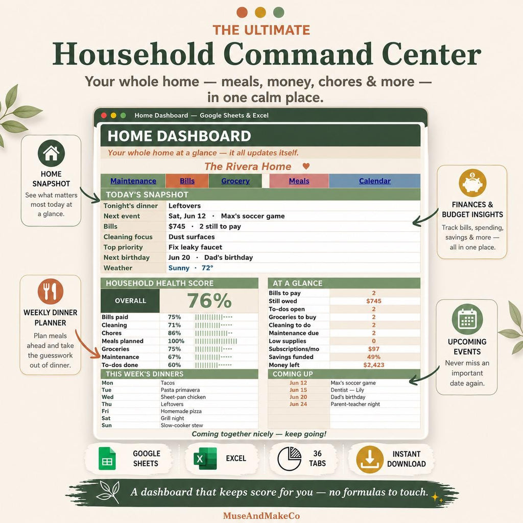 Household Command Center Spreadsheet