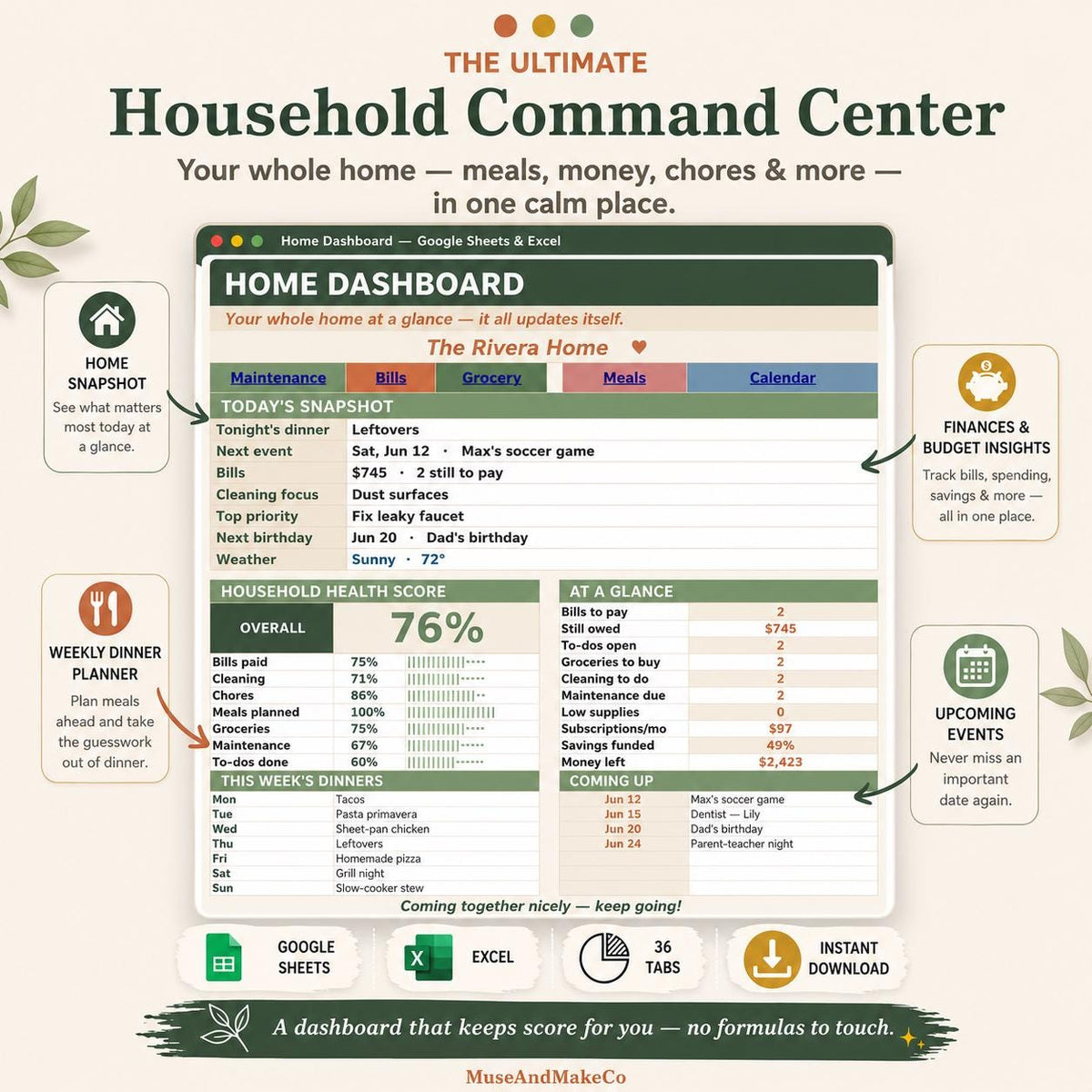 Household Command Center Spreadsheet