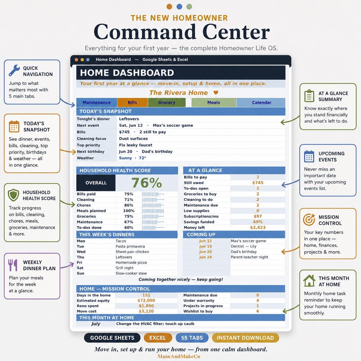 New Homeowner Command Center Spreadsheet
