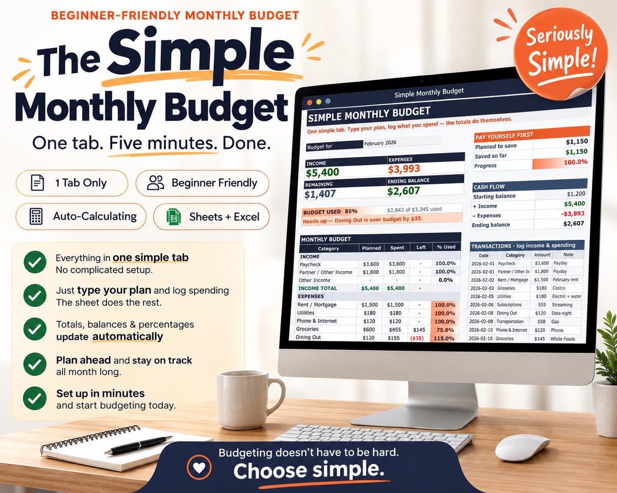 Simple Monthly Budget Planner Spreadsheet