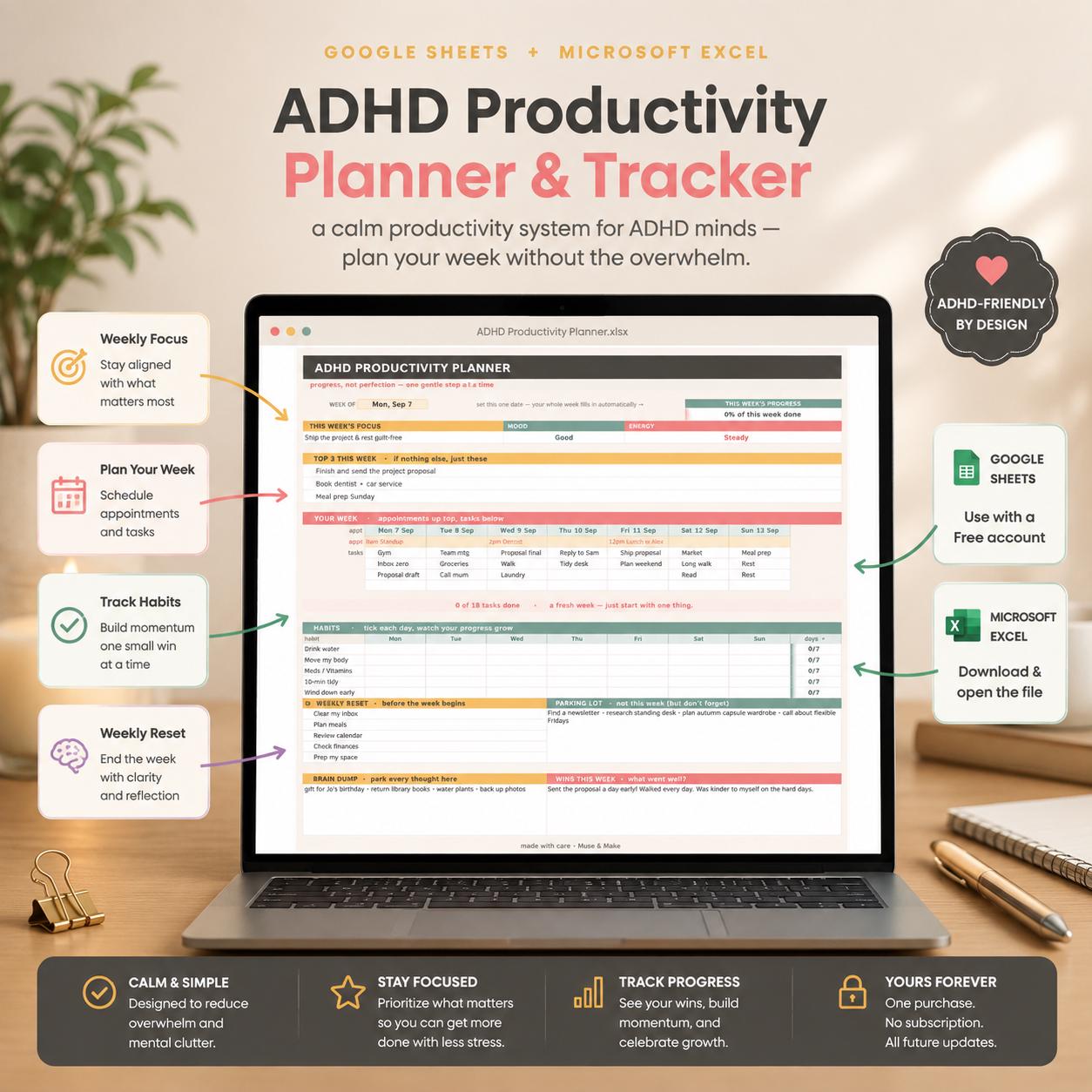 ADHD Productivity Planner & Tracker
