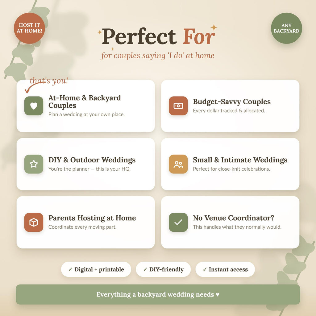 Backyard Wedding Planner Spreadsheet