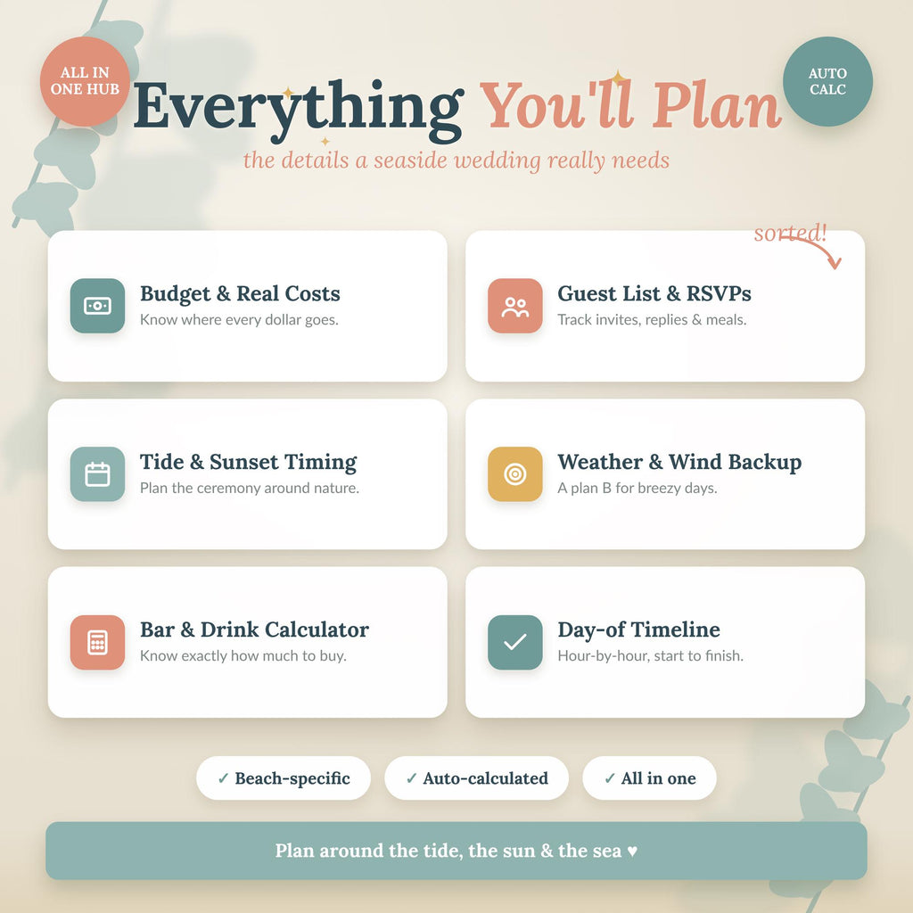 Beach Wedding Planner Spreadsheet