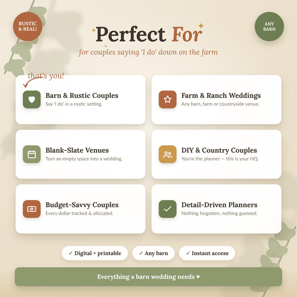 Barn Wedding Planner Spreadsheet