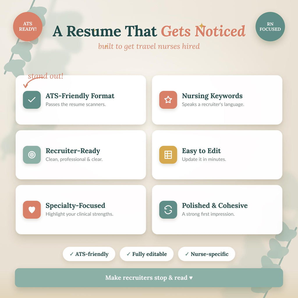 Travel Nurse Resume Template + Career Command Center