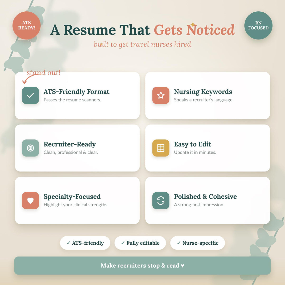 Travel Nurse Resume Template + Career Command Center