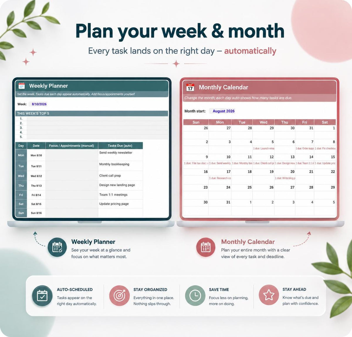Productivity Command Center Spreadsheet