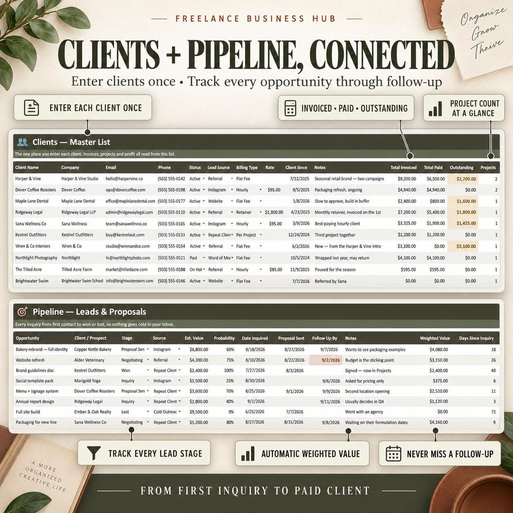 Freelance Business Hub Spreadsheet