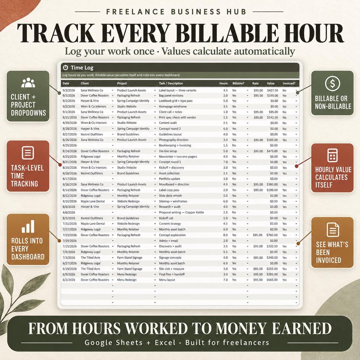Freelance Business Hub Spreadsheet
