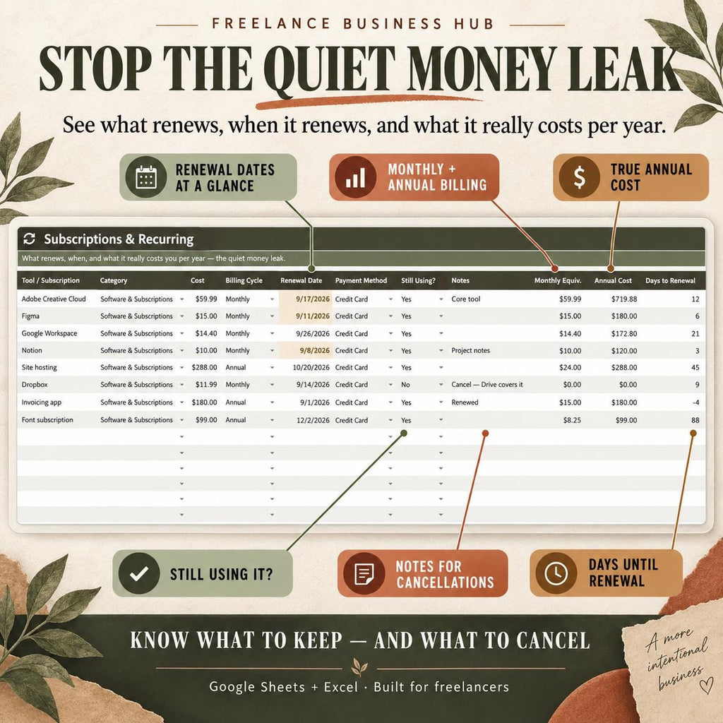 Freelance Business Hub Spreadsheet