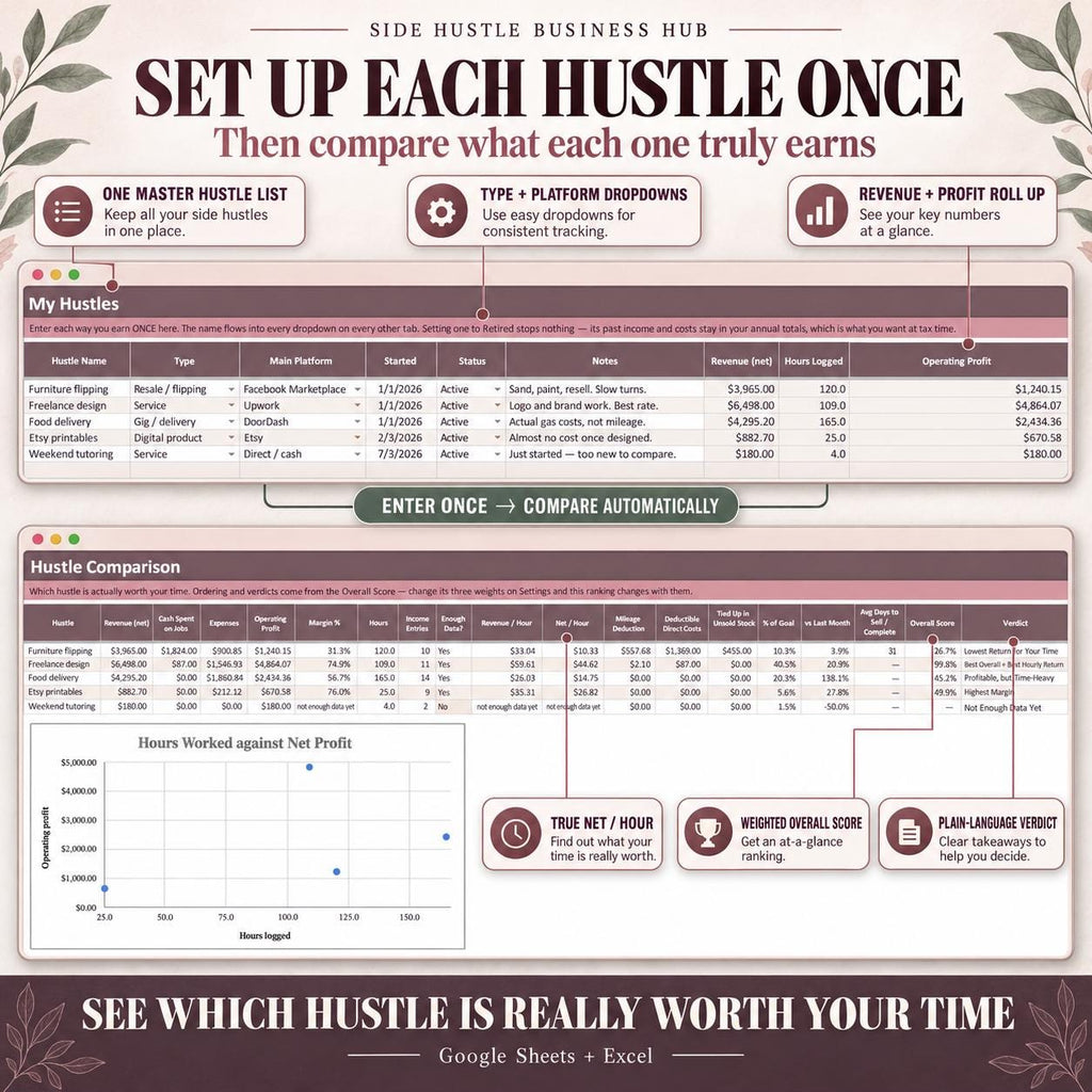 Side Hustle Business Hub Spreadsheet