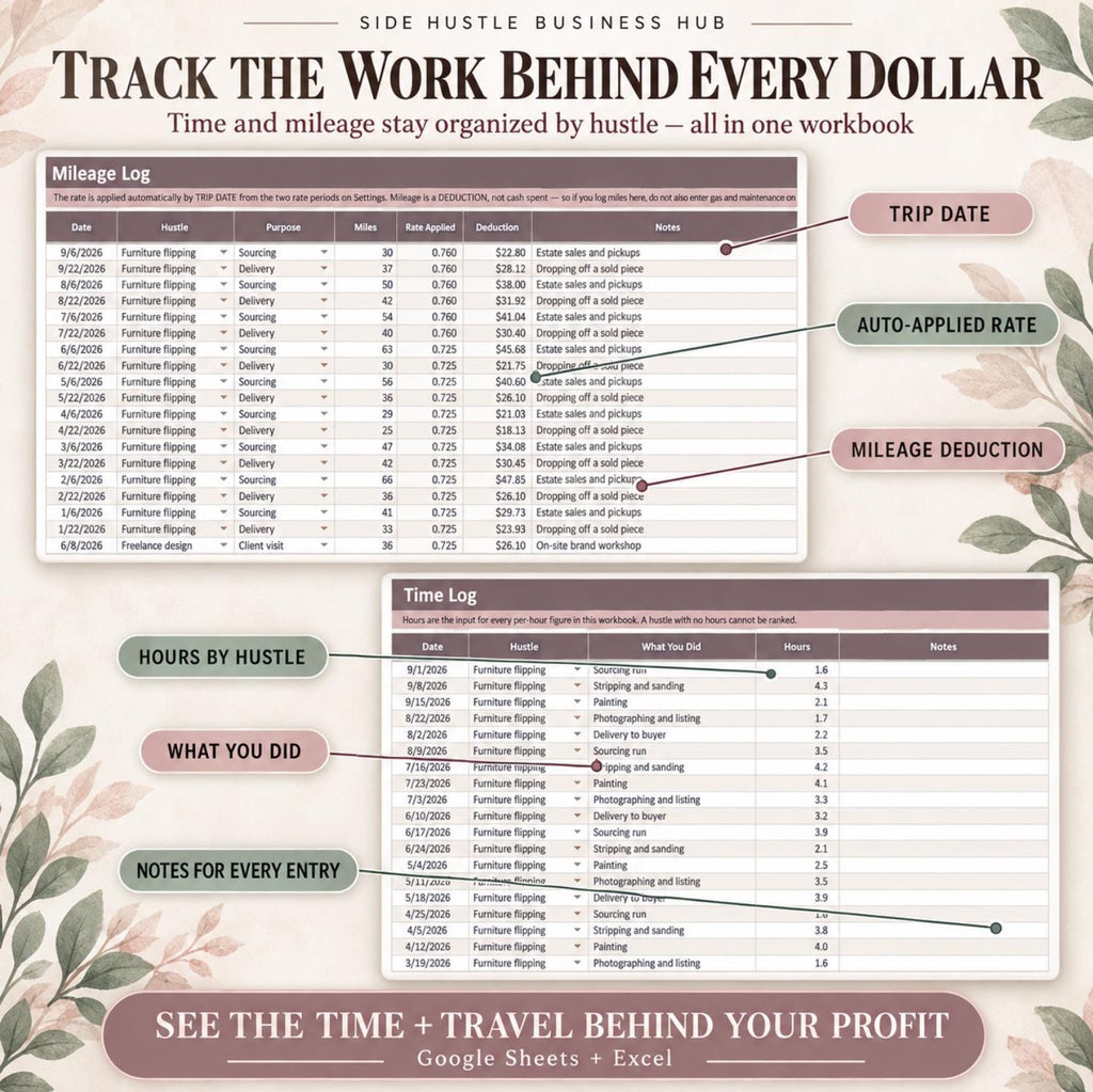 Side Hustle Business Hub Spreadsheet