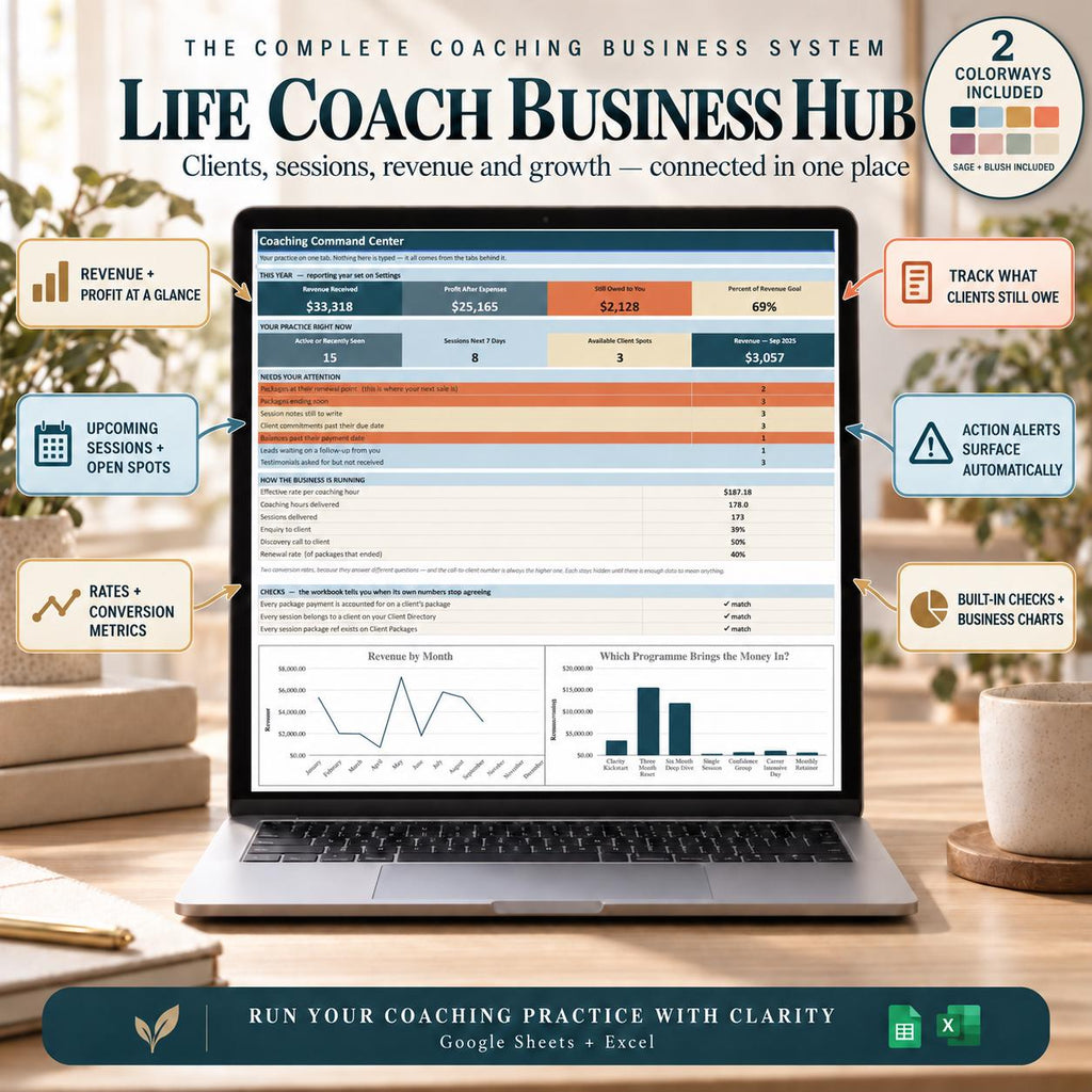 Life Coach Business Hub Spreadsheet