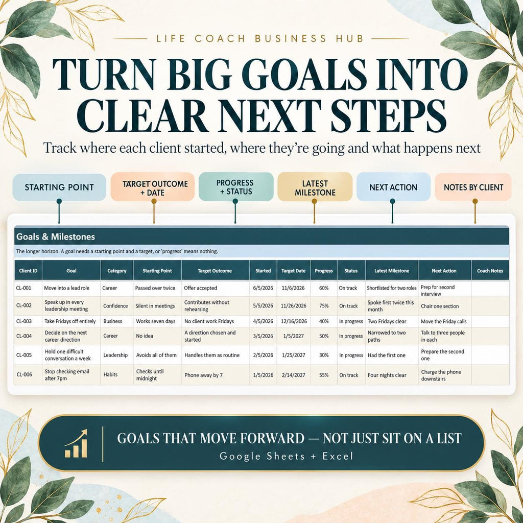 Life Coach Business Hub Spreadsheet