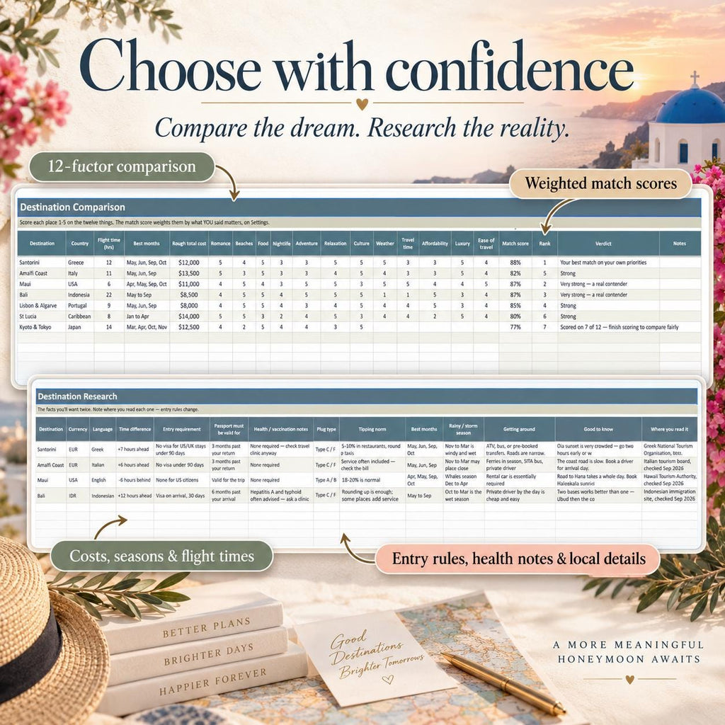 Honeymoon Planner Spreadsheet