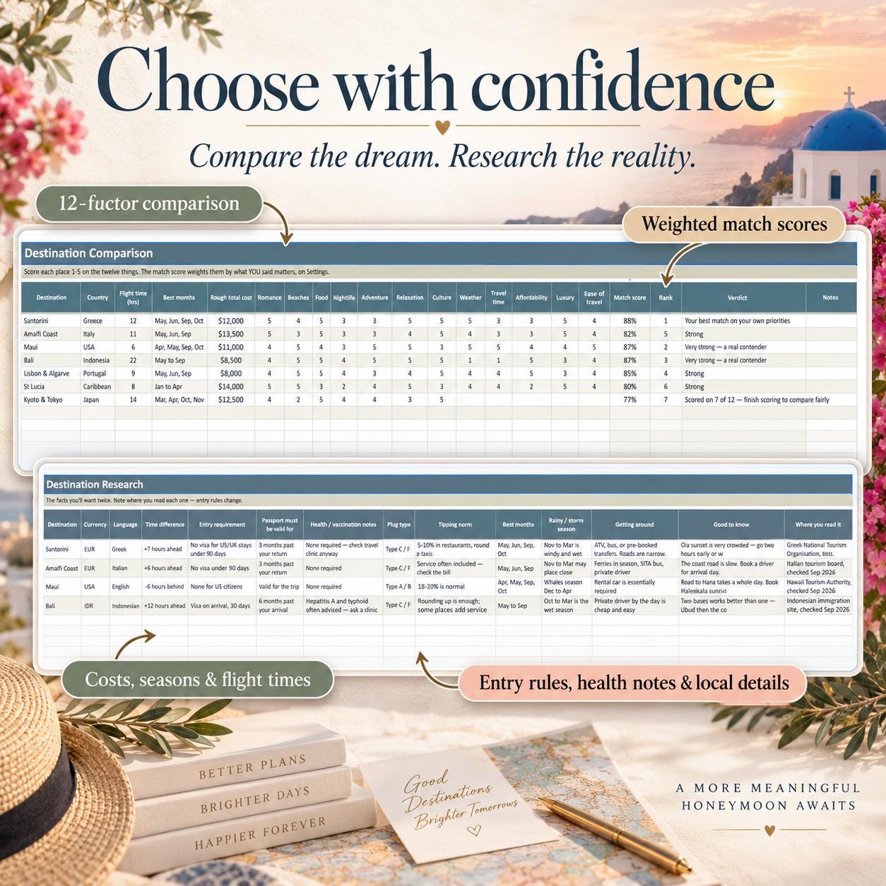 Honeymoon Planner Spreadsheet